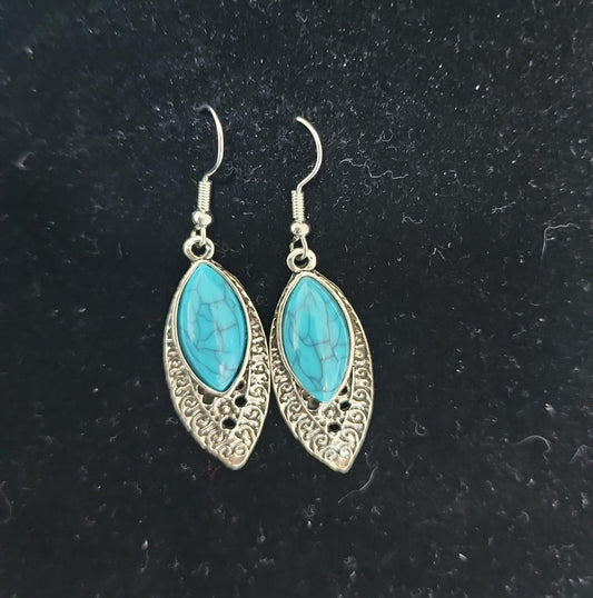 Aretes hoja turquesa boho