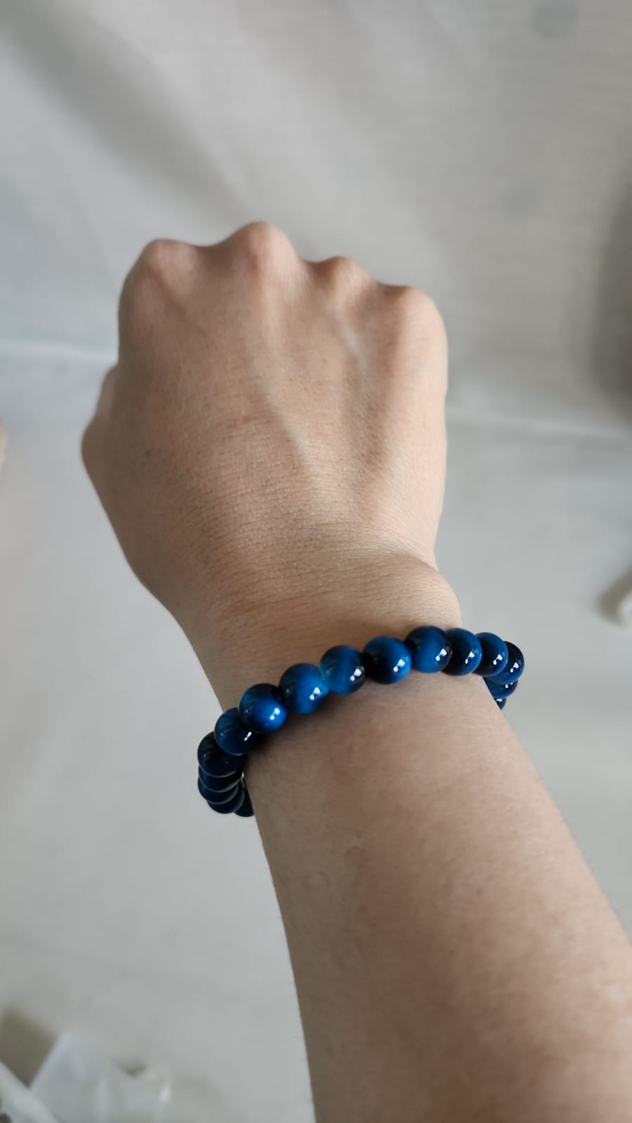 Set collar y pulsera azul con dije redondo